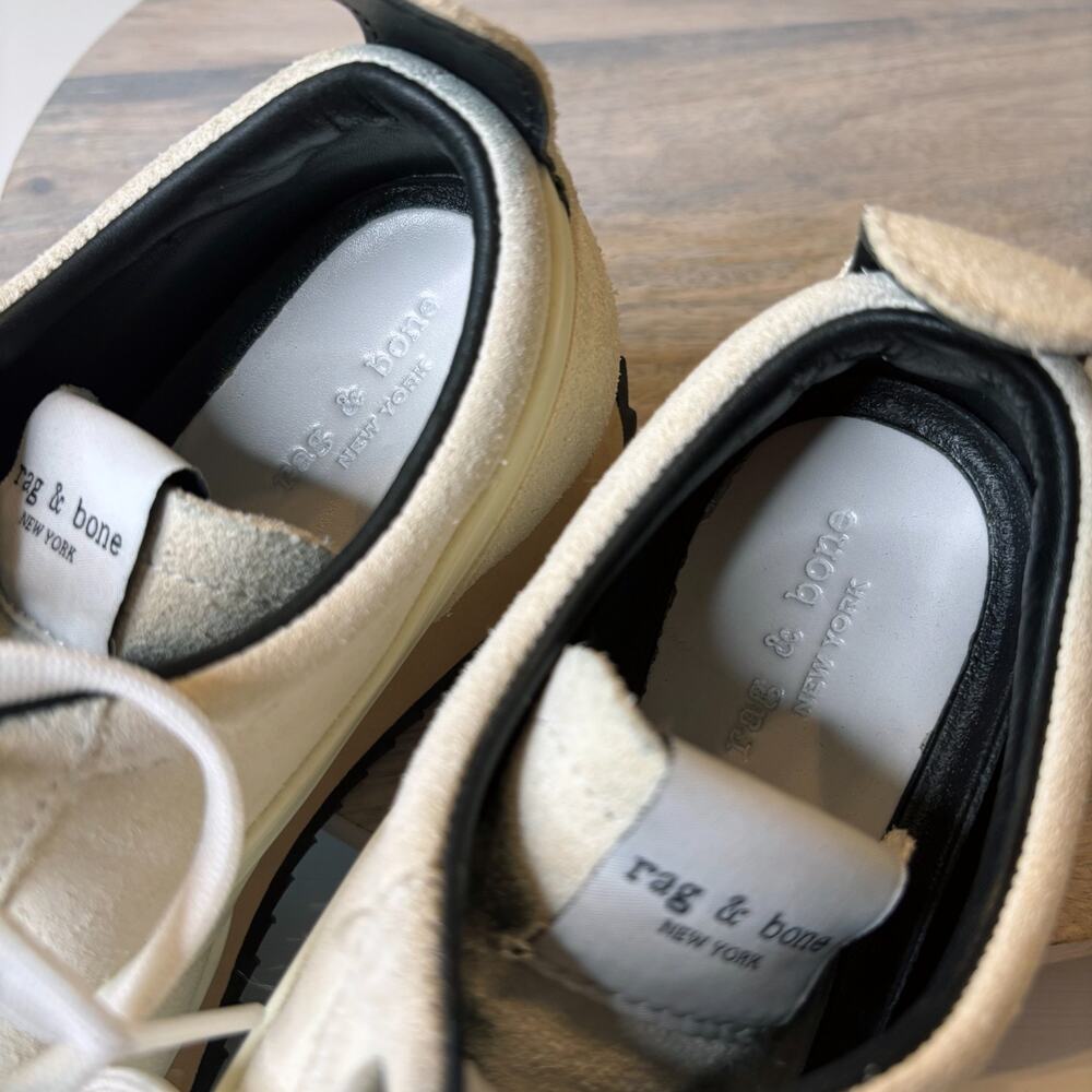 Rag & Bone Retro Runner Sneakers Off White Suede Nylon EU 36.5 US 6 Women’s - Picture 9 of 10